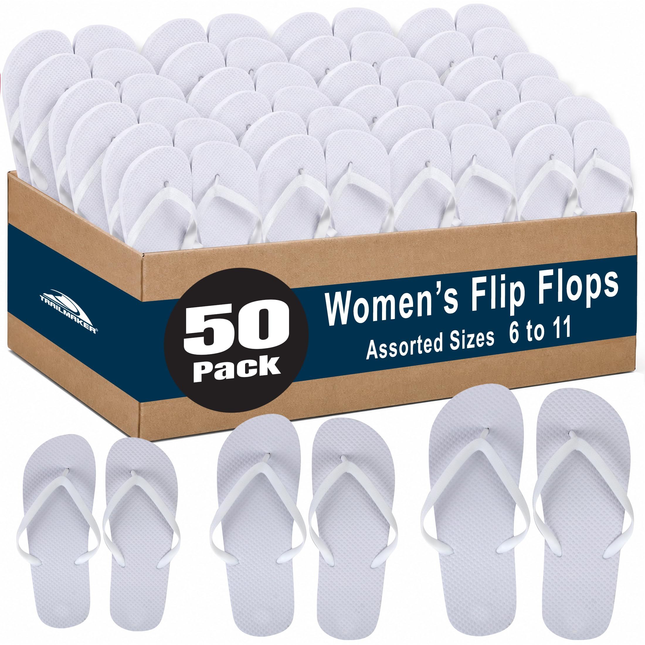 50 Pairs Of Bulk Wholesale Flip Flop Sandals For Women, Weddings, House Guests, Indoor And Backyard Outdoor