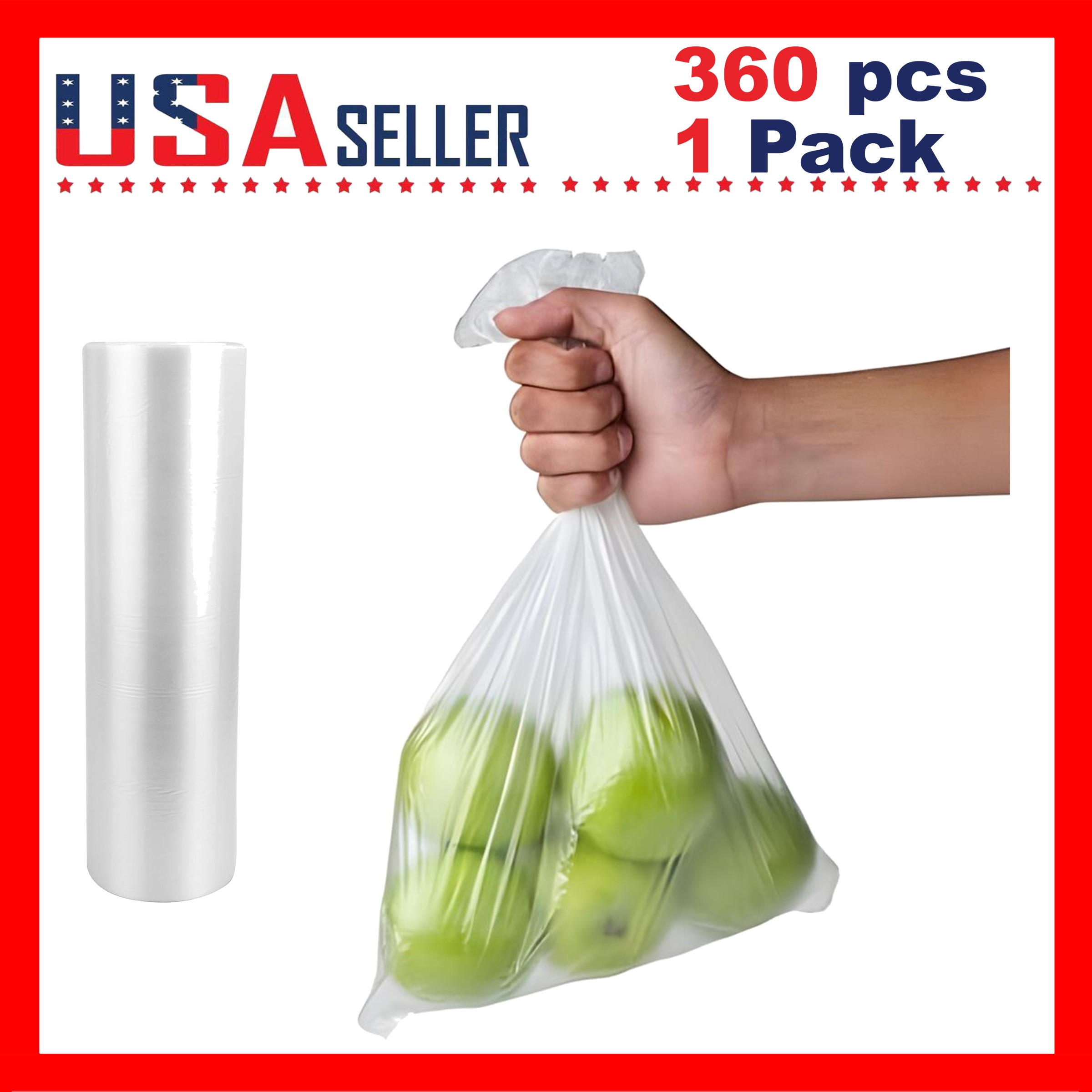 TEMU Clear Plastic Bags On Roll 10x15 Inch X [1 Pack] X [360 Pcs] Reusable Flat Open Poly Bags For Produce Fruit, Vegetable, Bread Storage, -off Roll