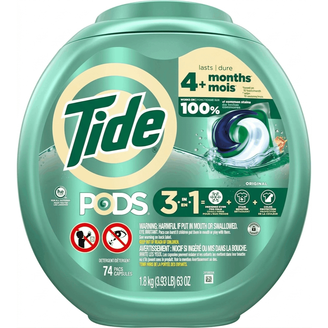 TEMU 74 Count, Pods Laundry Detergent (packaging May )