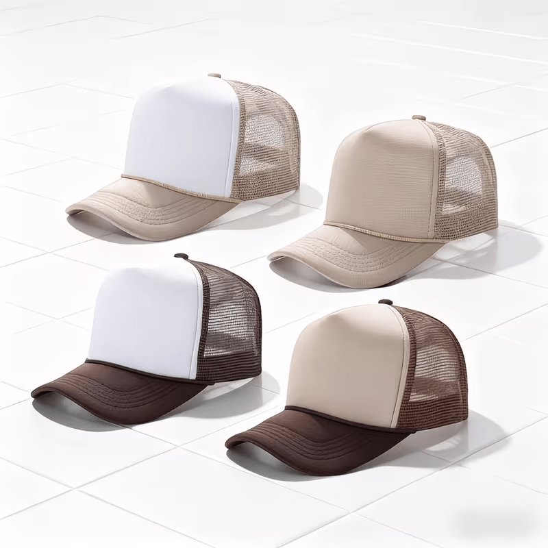 TEMU 4 Stylish Baseball Caps With Curved Brims, Adjustable Unisex Trucker Hats, Quick-dry And Sun-protective For Outdoor Sports, Trendy Breathable