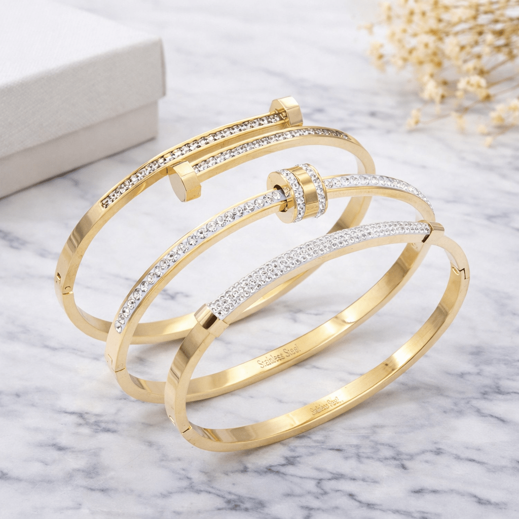 3pcs Set Stainless Steel Bracelet Collection - Minimalist Set For Daily Wear & Special Occasions