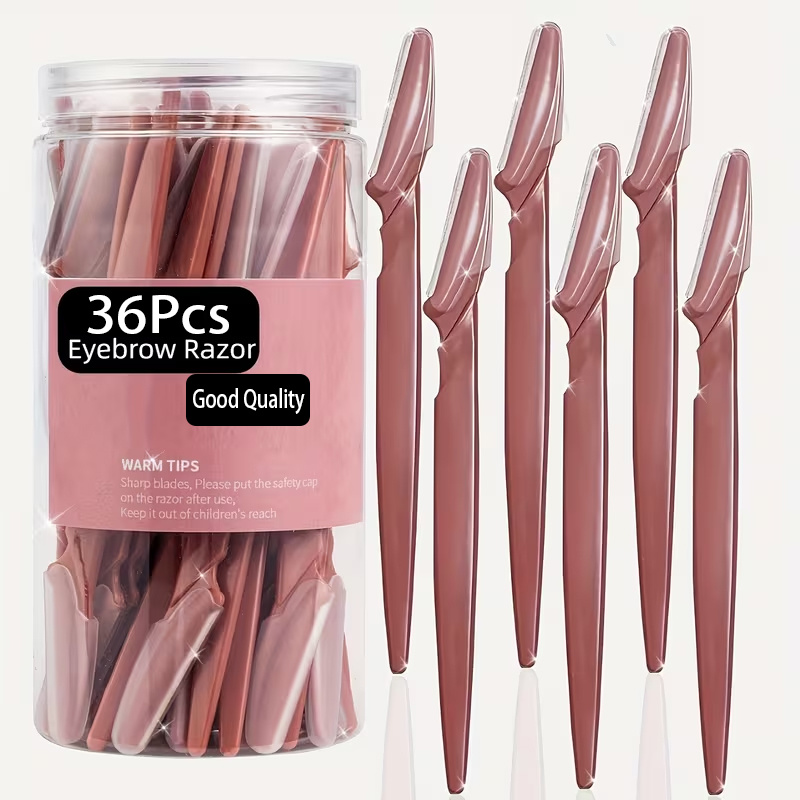 TEMU 36pcs Eyebrow Shaver & Face Shaver For - Eyebrow Trimmer With Protective Cover, Safe & Facial Hair Remover For Upper Lip, Beginners, Personal Care Grooming Tools