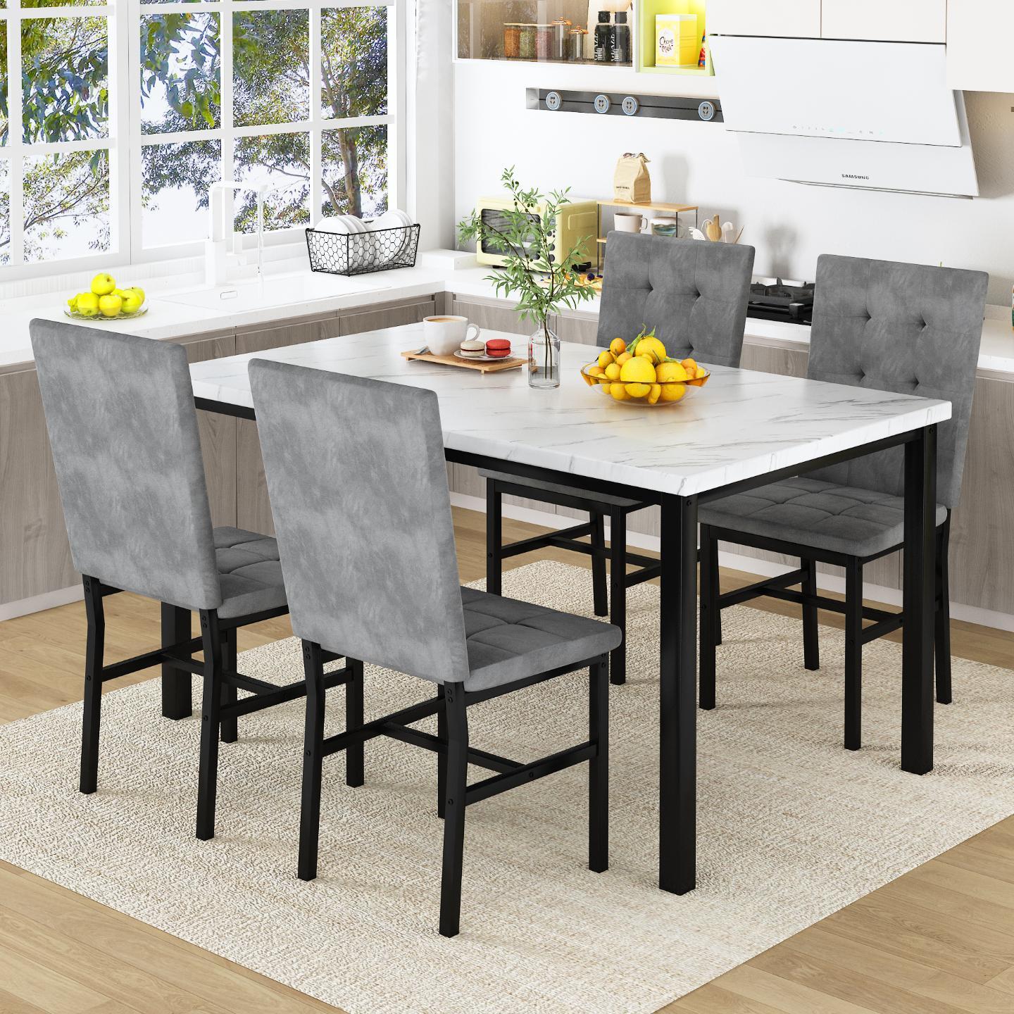 4 piece dining table set with     and velvet chairs  