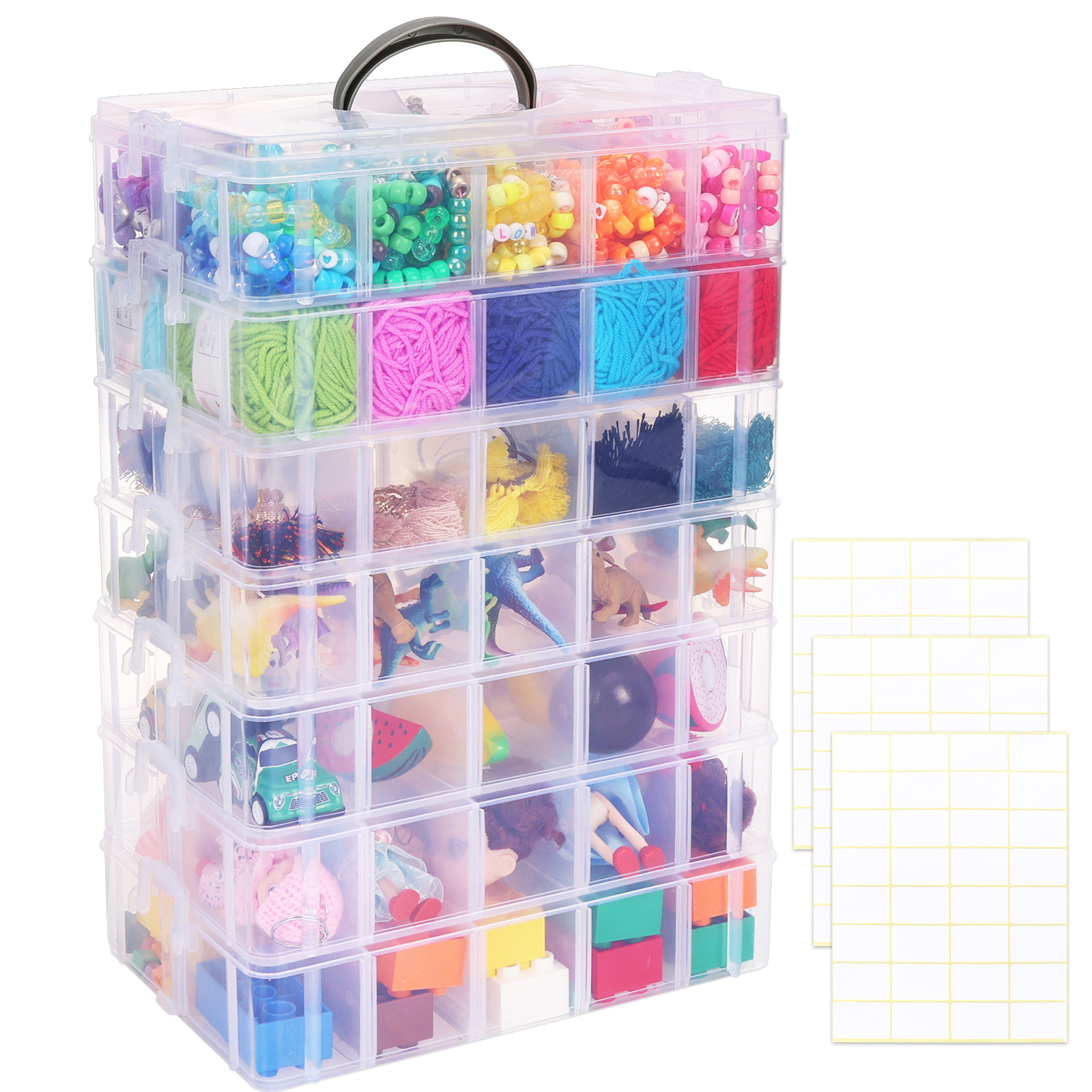TEMU Stackable Storage Container, 7-tier Party Favors Plastic Jewelry Box, Organizer Box With 70 Compartments, Suitable For Art Crafts, Jewelry,