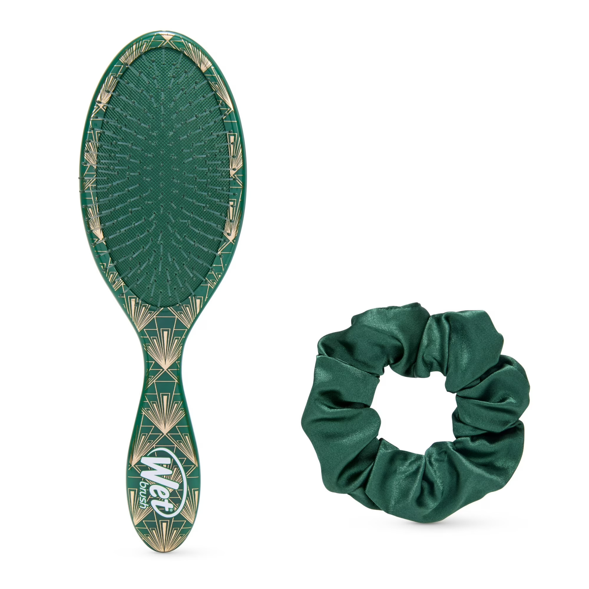 TEMU Wet Brush Wicked Original Detangler Hair Brush & Satin Scrunchie Set, Emerald City