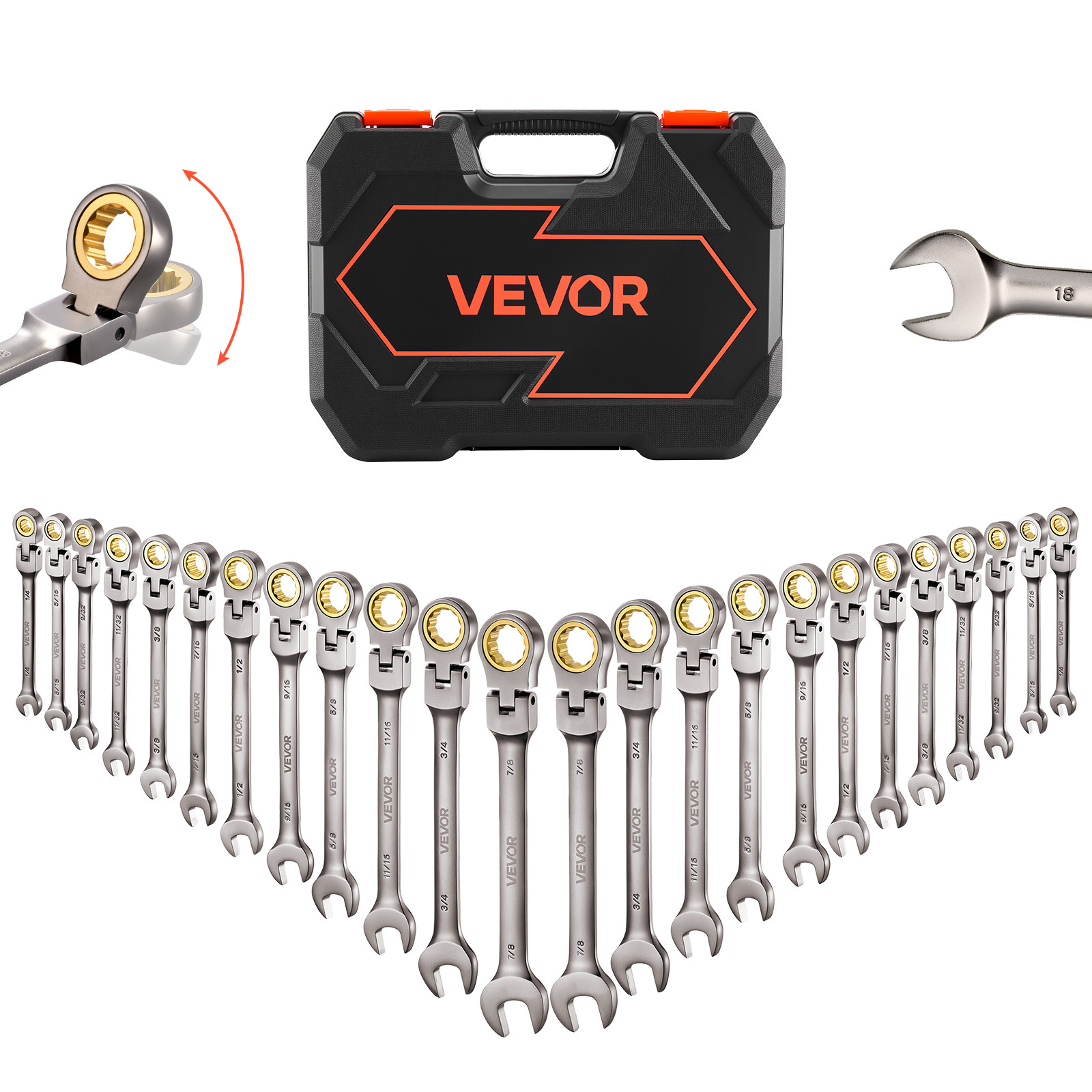 Temu – TEMU Vevor 24-piece Ratcheting Wrench Set With 180° , Anti-slip Tooth, Combination Wrench Sets With Organizer Box, Metric 8-19mm & Sae 1/4-3/4″,