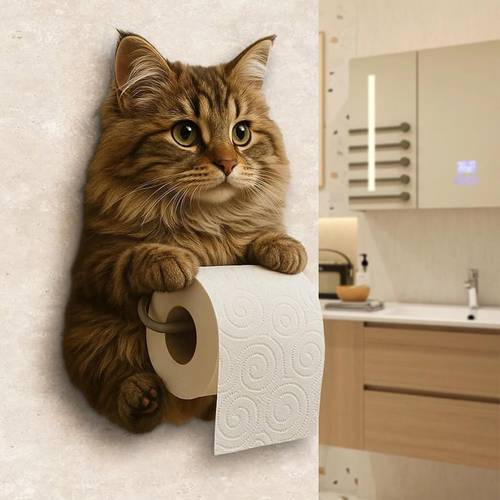adorable cat themed toilet paper holder wall mounted bathroom tissue dispenser with whimsical kitten design for home decor bathroom decor and accessories design