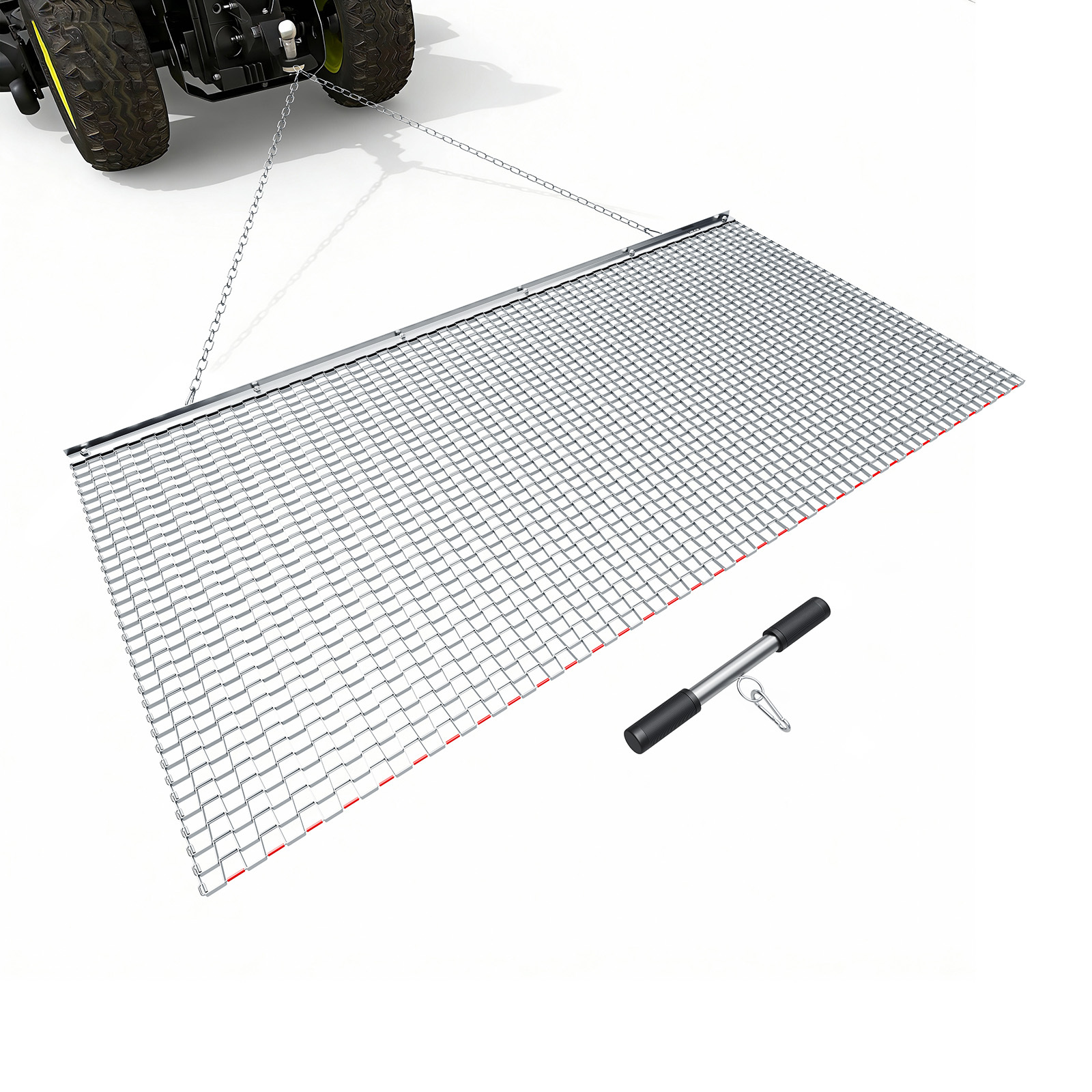 Vevor Drag Harrow, 6 X 3 Ft, High-efficiency Chain Harrow Rake, Utvs Tractors Attachments, Durable Galvanized Steel Mesh Drag Mat With Towing Chain, For Gravel Driveway Farm Field Leveling