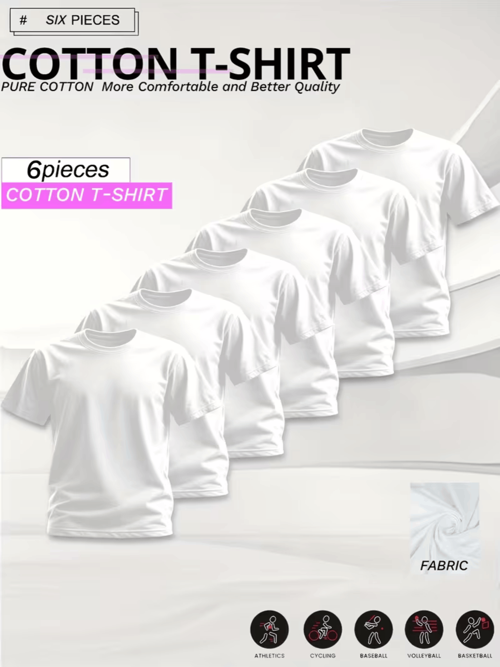 6 pieces of unisex round neck cotton t shirt basic soft comfortable and breathable essential for sports exercise and fitness daily casual trend wear suitable for summer and autumn local warehouse delivery