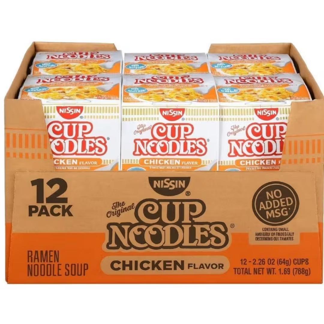 TEMU Nissin Cup Noodles Chicken Flavor – 12 Pack Instant Ramen Noodle Soup Cups, No Added Msg, Quick & Easy Lunch Or Snack, Local Warehouse, Fast 3+