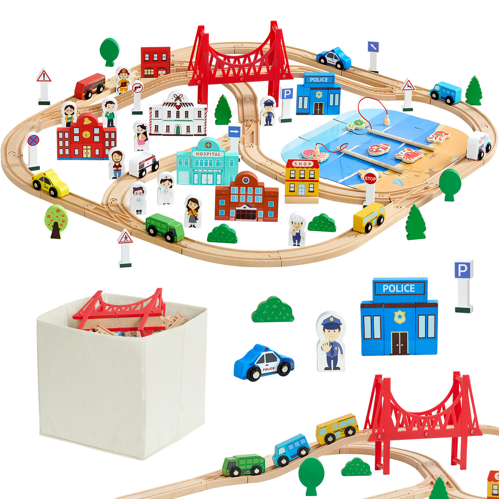 wooden train set sold on Temu United States