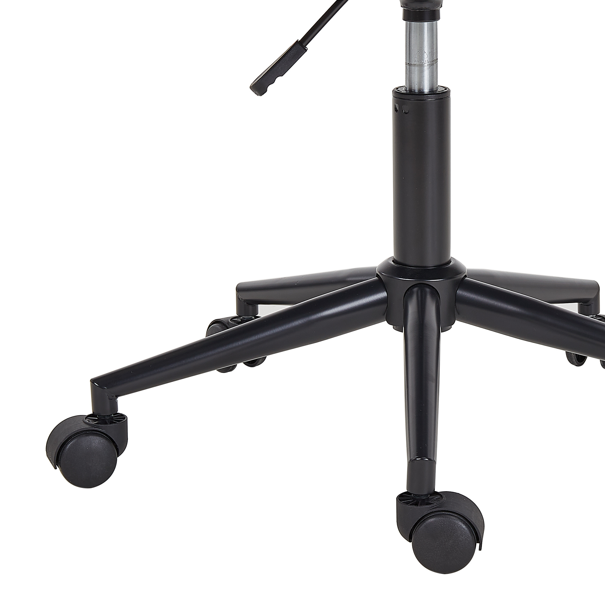 Armless Home Office Chair with Wheels, PU Leather Seat, Height Adjustable 360° Swivel Desk Chair with Rattan Back for Bedroom, Home Office, Small Spaces
