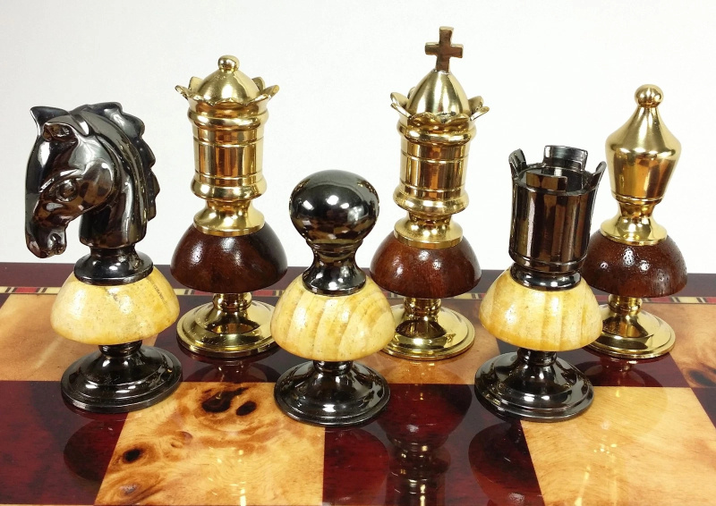 Classic Chess Men Set, Gold and Black Finish, No Board Included, Premium Metal and Resin Pieces, Ideal for Collectors and Chess Enthusiasts