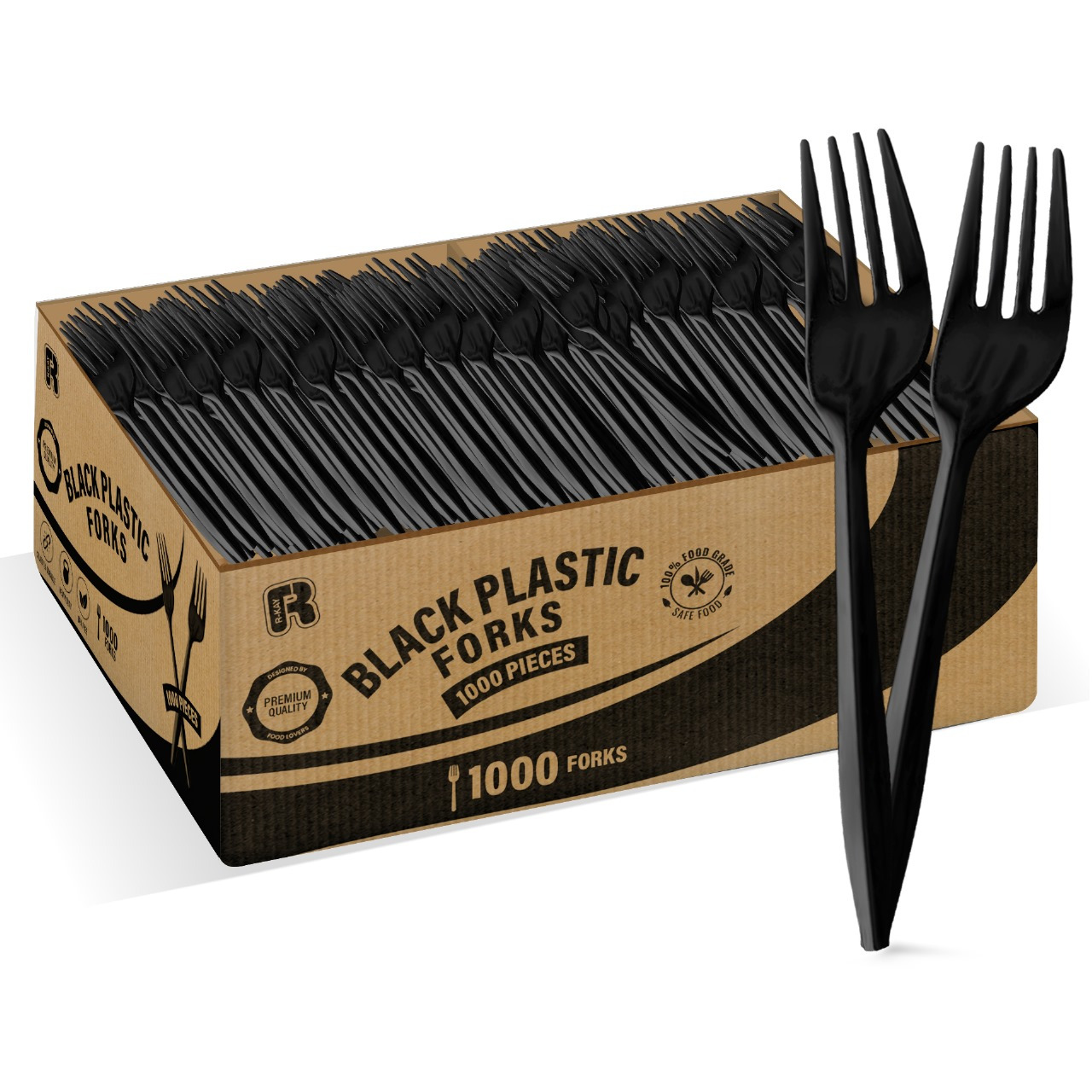 TEMU 1000 Pack Black Plastic Forks, Medium Weight Bulk Disposable Forks For Parties And Home