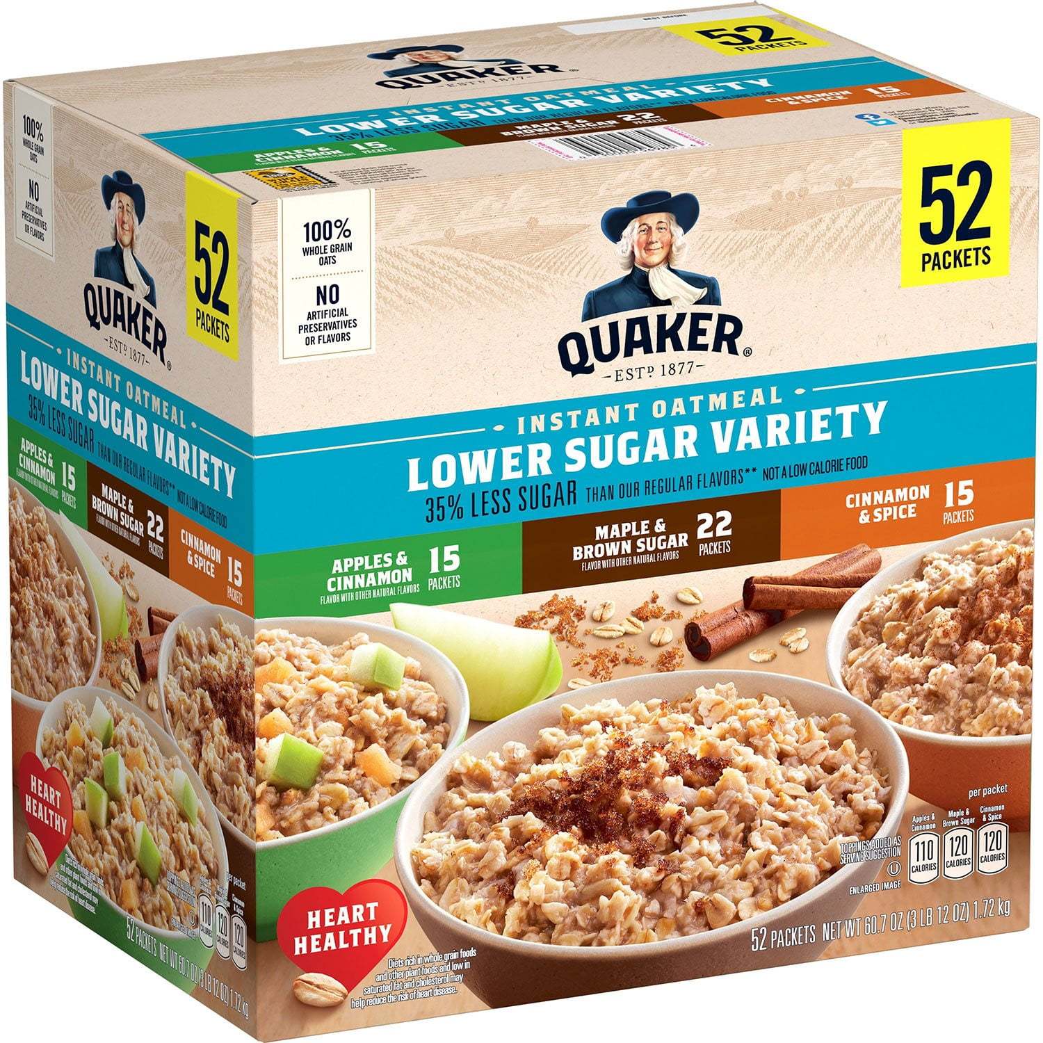   dry grain   assorted flavor sachets quick prepare hot oat cereal individually portioned packets bulk   17 ounce 52 count