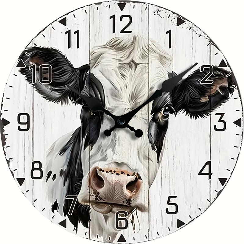 TEMU 1 Pack, Background, Cow Decoration Silent Hanging Clock, Suitable Home Decor, Decoration, Aa Battery Not Included