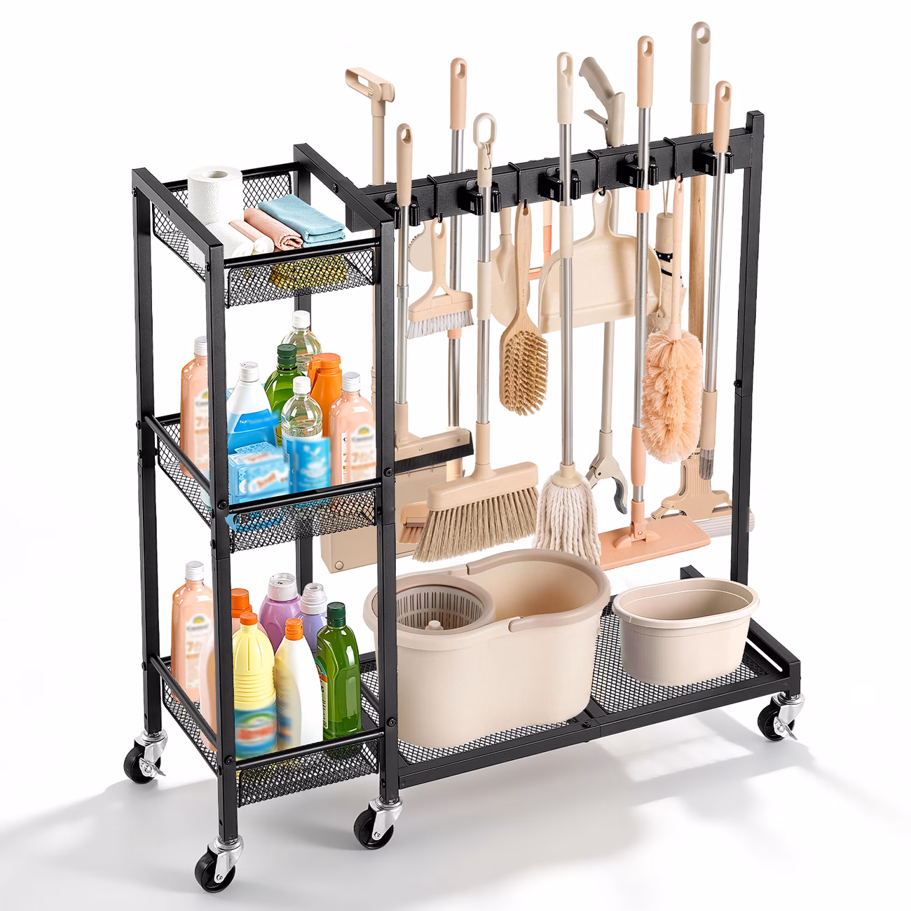 VEVOR Broom Holder with Cleaning Supplies Organize...