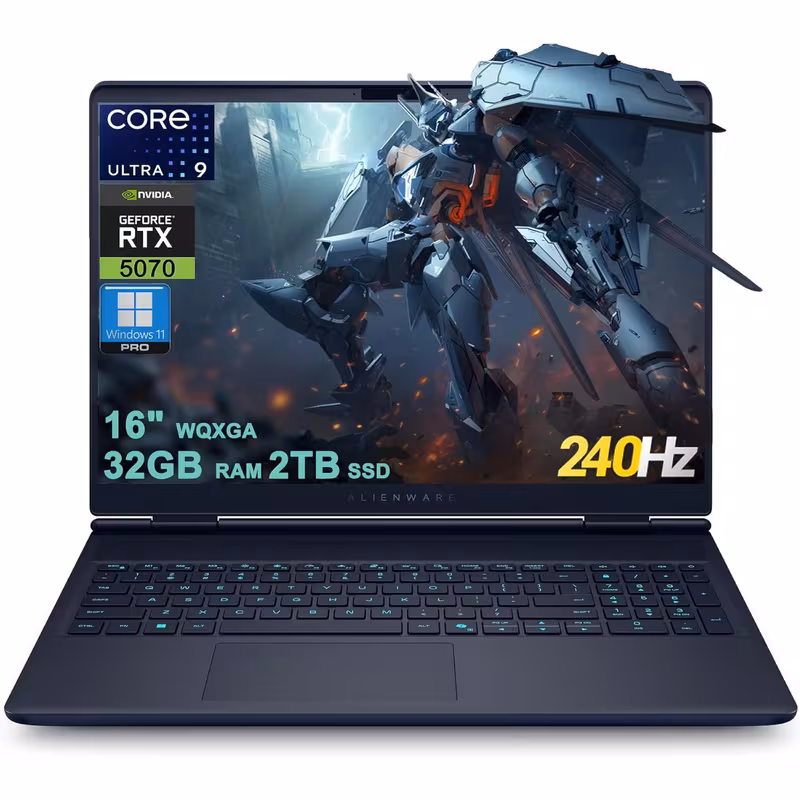 dell 16x aurora gaming ai laptop 16 wqxga 240hz 100 dci 24 core ultra 9 275hx 32gb 2tb ssd geforce 5070 up to 798 ai tops thunderbolt home Product details 0