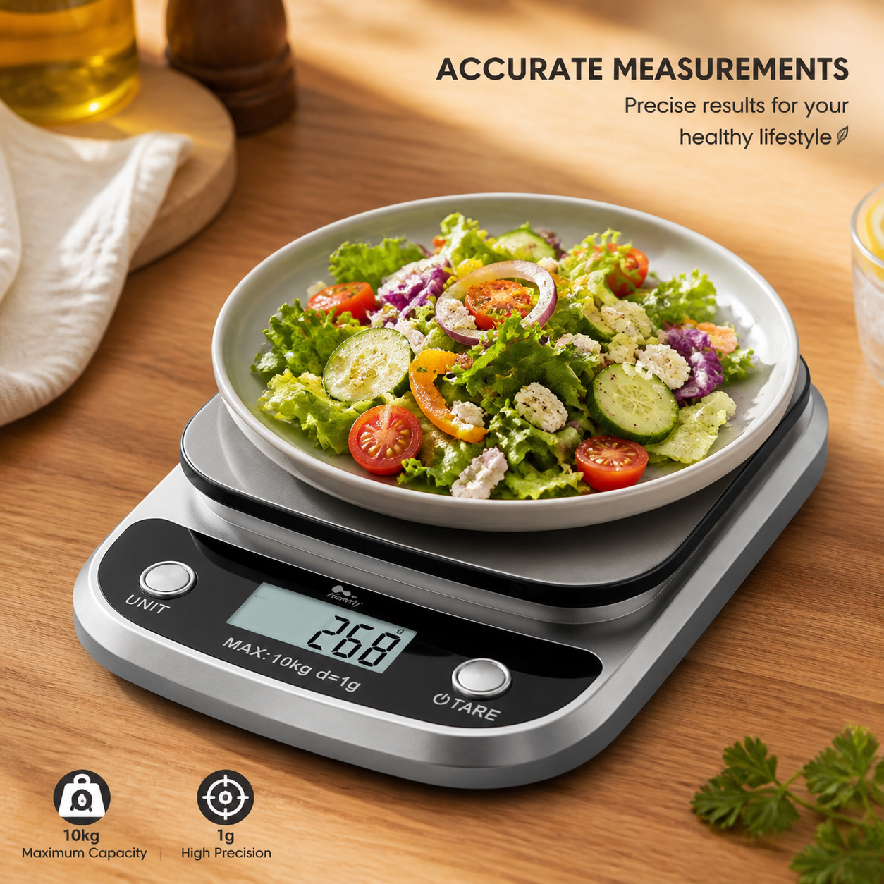 TEMU Digital Kitchen Food Scale 10kg/1g Graduation, Stainless Steel Platform, & Unit Conversion, Cooking Meal Prep, Halloween Thanksgiving Christmas