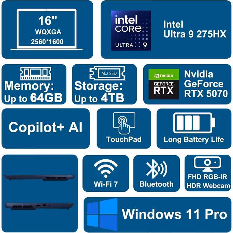 dell 16x aurora gaming ai laptop 16 wqxga 240hz 100 dci 24 core ultra 9 275hx 32gb 2tb ssd geforce 5070 up to 798 ai tops thunderbolt home Product details 1