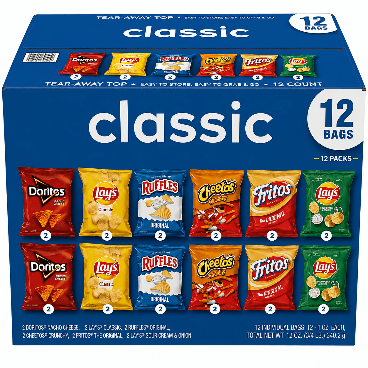 TEMU 12 Count Classic Mix Variety Pack Chips – Single Serve Assorted Snack Bags For Lunch Boxes, Parties, Office Snacks & On-the-go Crunchy Treats