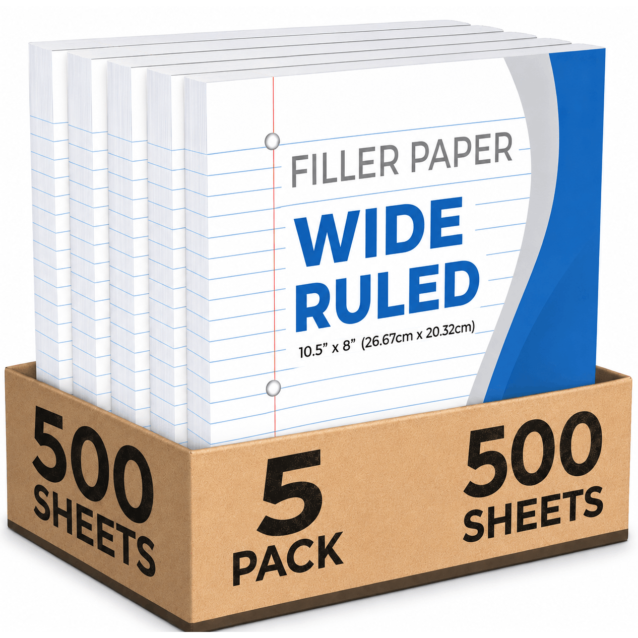 TEMU Loose Leaf Paper, 500 Sheets, 10.5x8", 3-hole Filler Paper, Letter Size, , Bulk Pack – By