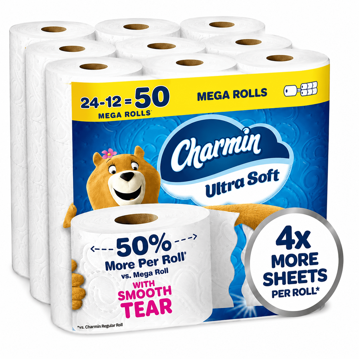 TEMU (pack Of 24/2 ) Ultra Soft, 24/2 50 % More Sheets Ultra Soft 24/2=12 = 50 Regular Rolls