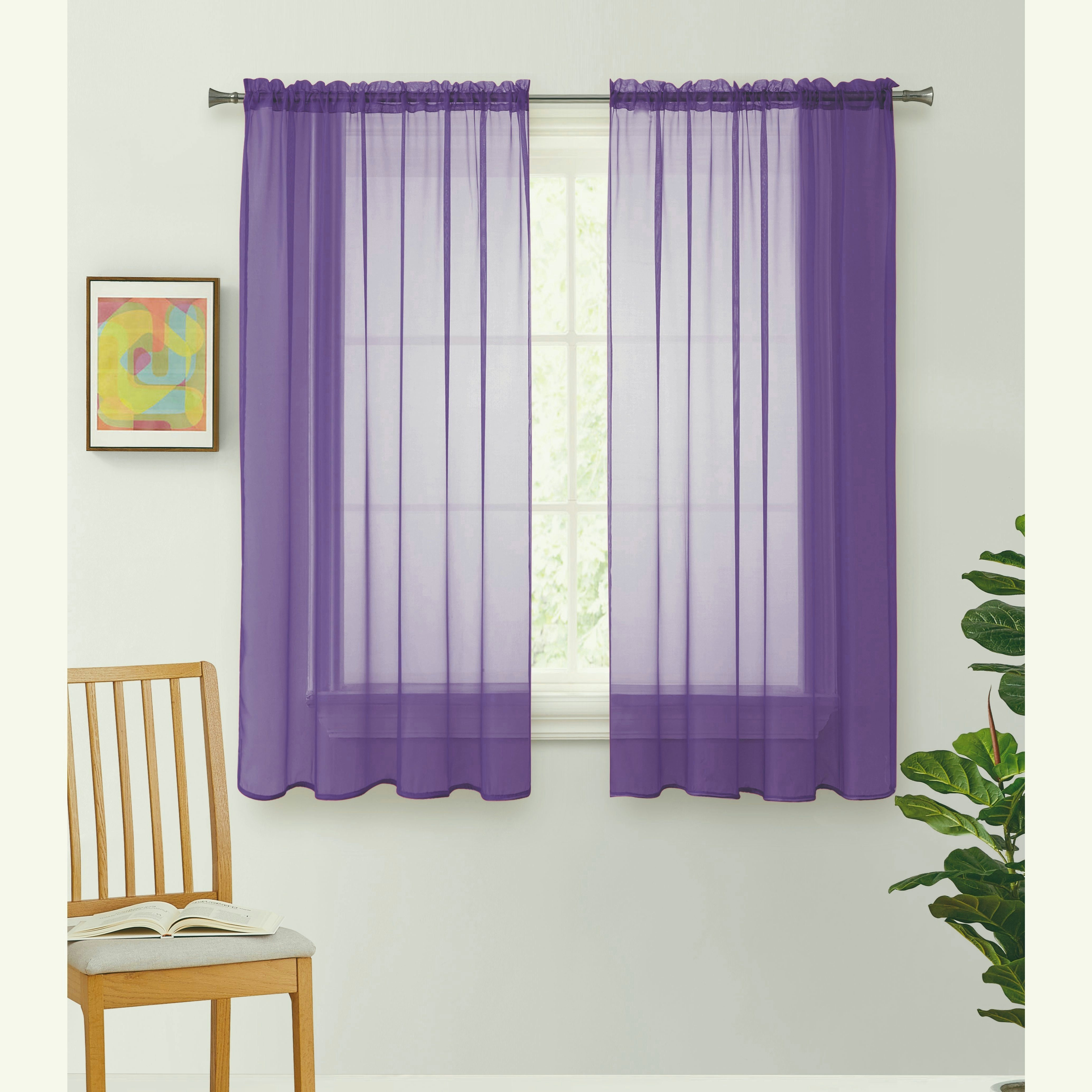 TEMU Premium Sheer Curtain Panel 54x63" – Light Filtering Window Drape (1pc, 24 Colors)