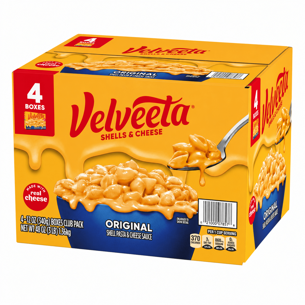 TEMU Creamy Shell Pasta & Cheese Dinner Value Pack | Rich Cheddar & Cheese Meal | Quick & Easy Family Comfort Food | 4 Pack