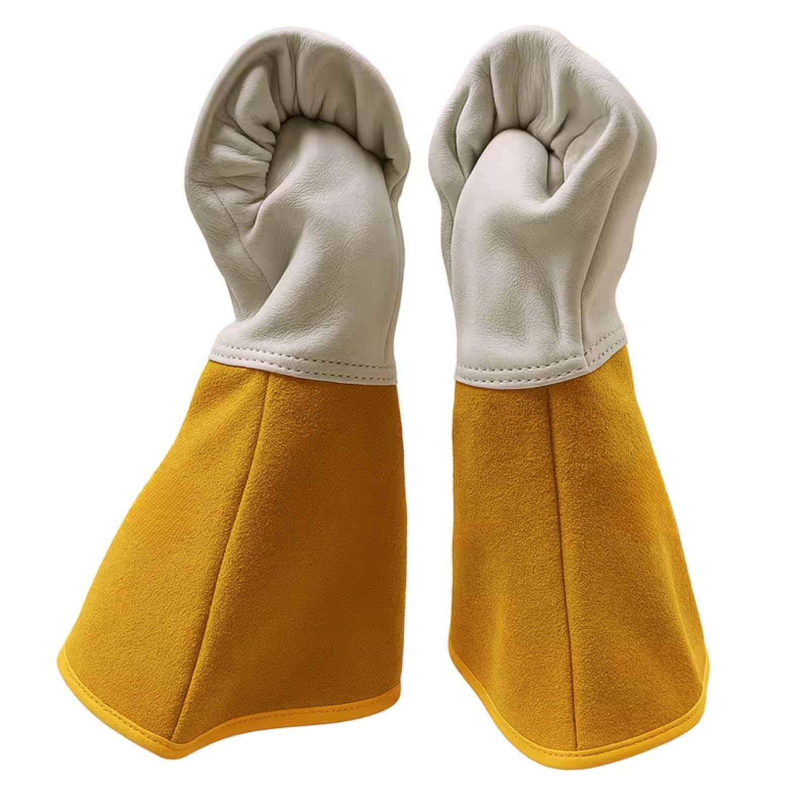 TEMU 1 Pairs Goat Leather Tig Welding Gloves – Heat & Flame Resistant, Soft With Extended Cuff, Durable Stitching For Industrial, Metalworking &