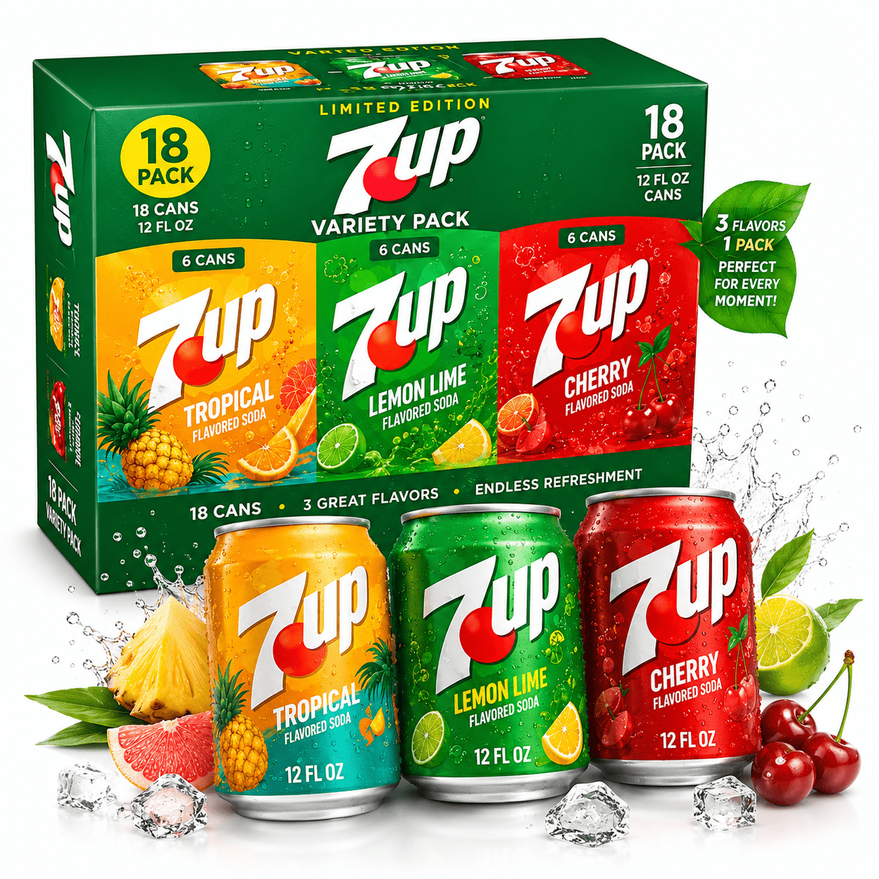 TEMU 18 Pack Summer Variety Soda, Refreshing Assorted Flavors, 12 Fl Oz Cans.