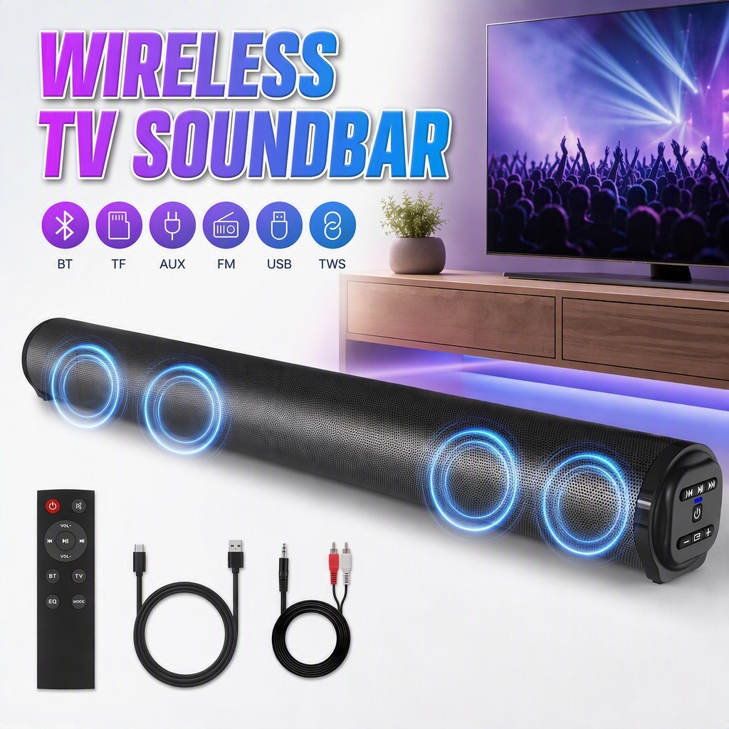 TEMU Bluetooth Speaker For Tv, Pc & Laptop, 24w Wireless Home Theater Stereo Speaker Pa System With Remote Control, Rca/aux/usb/tf Card/fm Radio, Tws