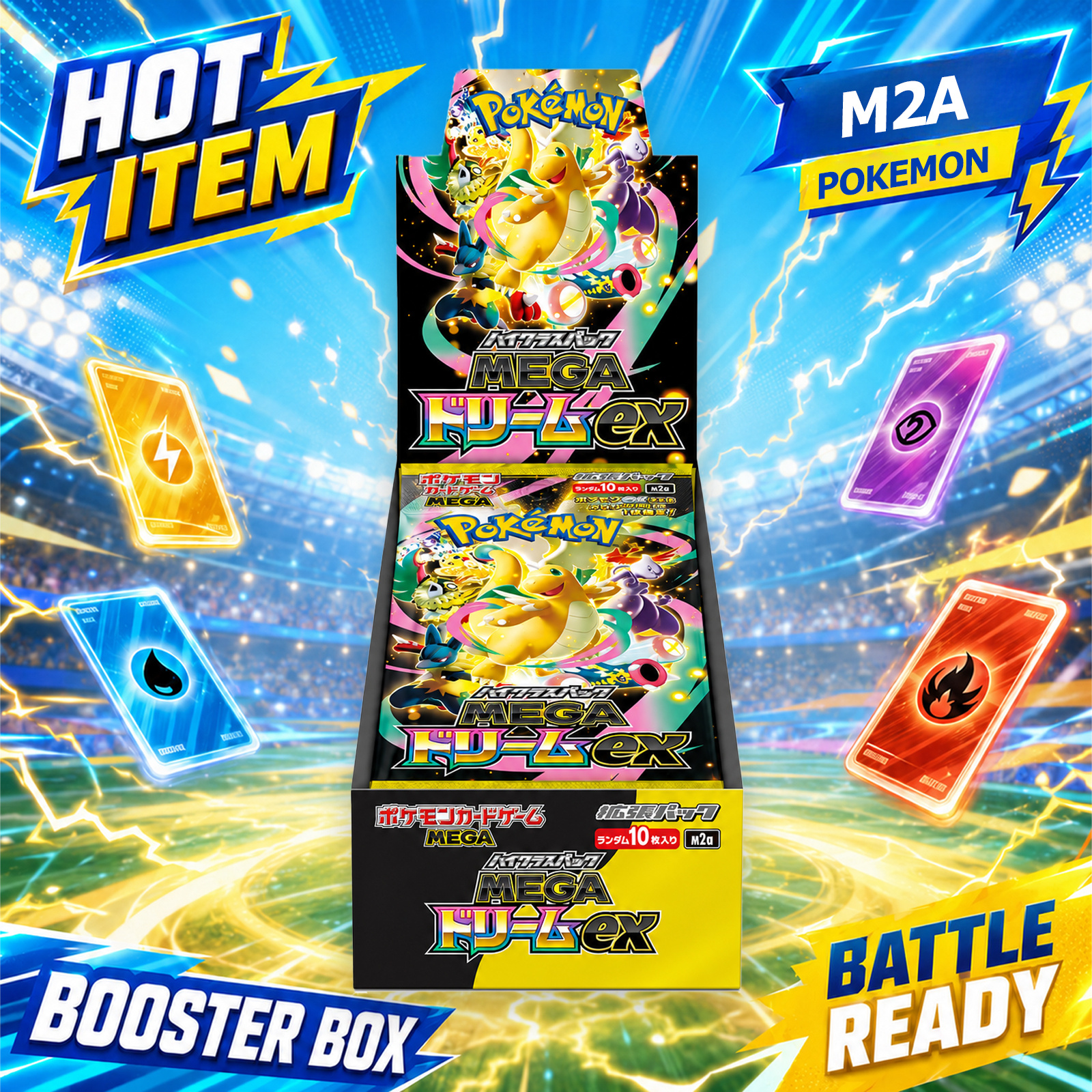 TEMU Japanese Tcg M2a Ex Mega Evolution Official Sealed 10 Packs Trading Cards Mega Ex Rare
