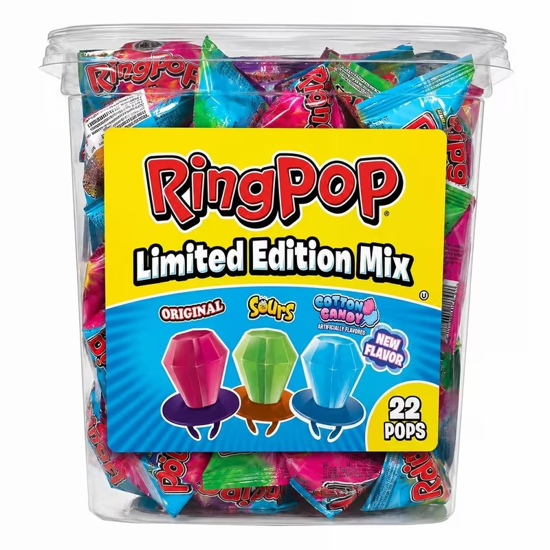 TEMU Ring Pop Variety Pack Assorted Fruity Ring Shaped Lollipops Candy, Individually Wrapped Sweet & Sour Flavors, Fun Party Treats And Kids Snacks,
