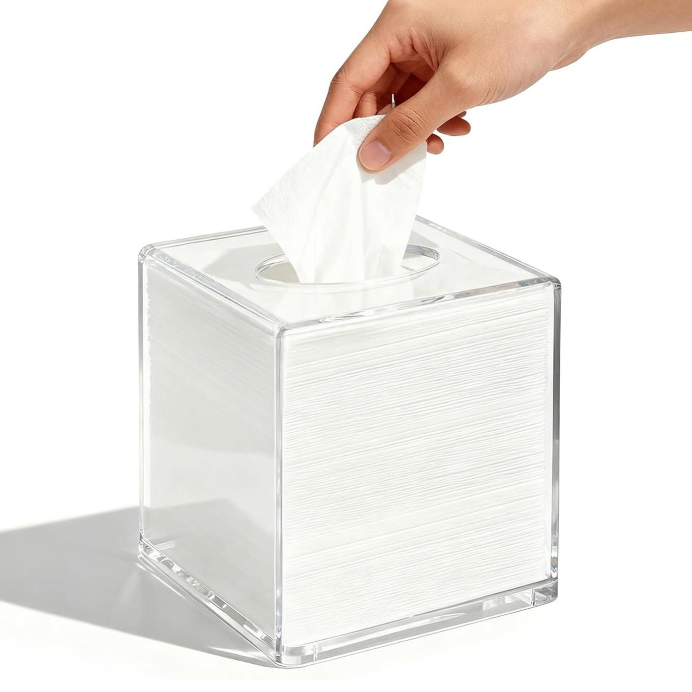 TEMU Clear Tissue Box Holder, Clear Tissue Box, Acrylic Napkin Holder For Bathroom Kitchen Bedroom Office Hotel