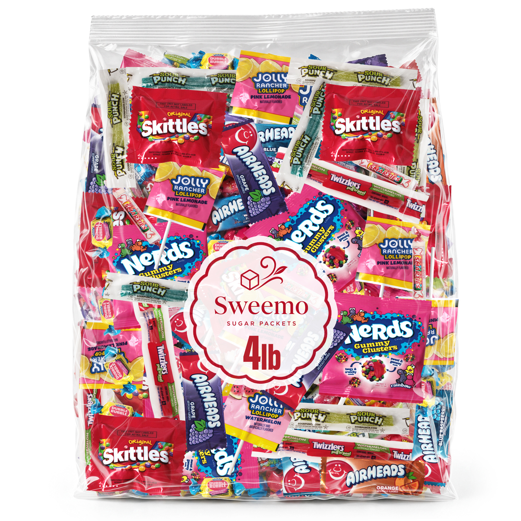 TEMU Sweemo Candy Mix Variety Pack, 4 Lbs Bulk Bag – Assorted Fun Size Candies Including Skittles, Nerds, Kids, Airheads, Twizzlers & More,