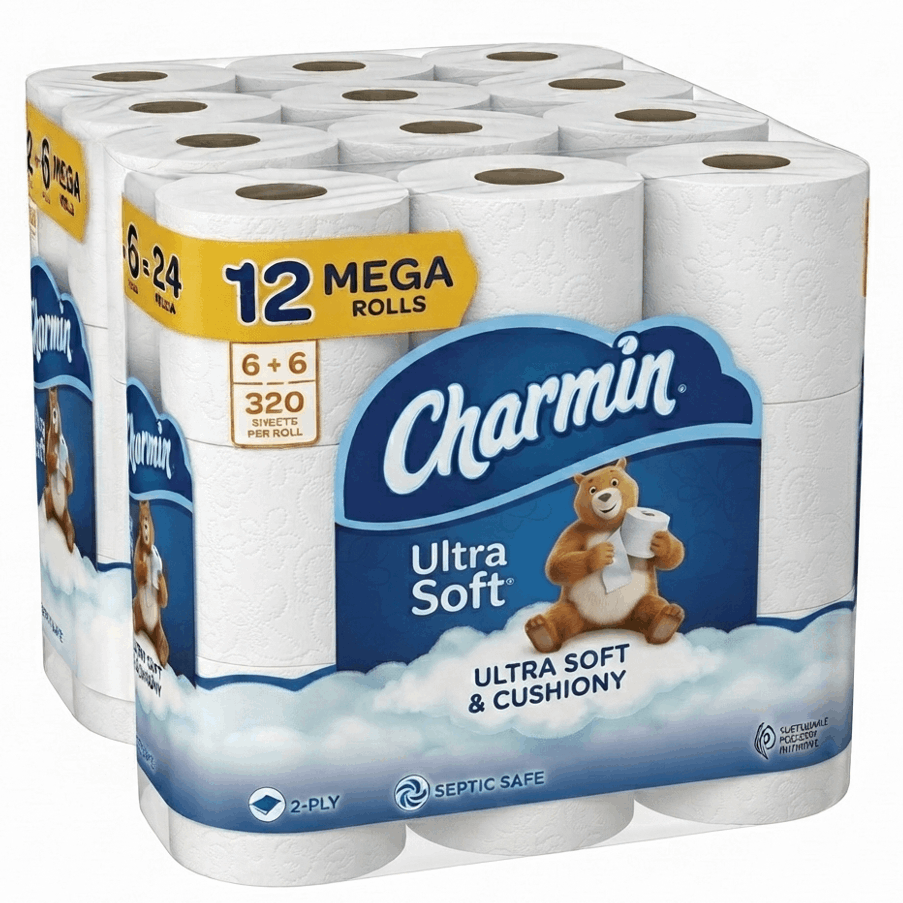 TEMU Ultra Soft, 2-ply , (6 Each), (6+6=12 Total), (packaging May )