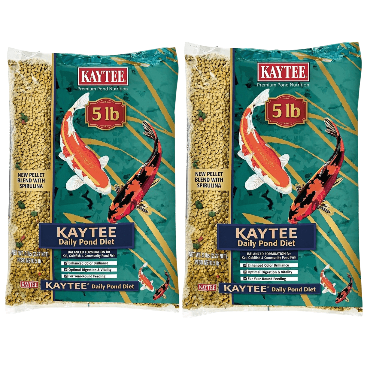 2-pack Floating Koi & Pond Fish Food Pellets With , For Color Enhancement & Vitality, Feeding ( In Each)