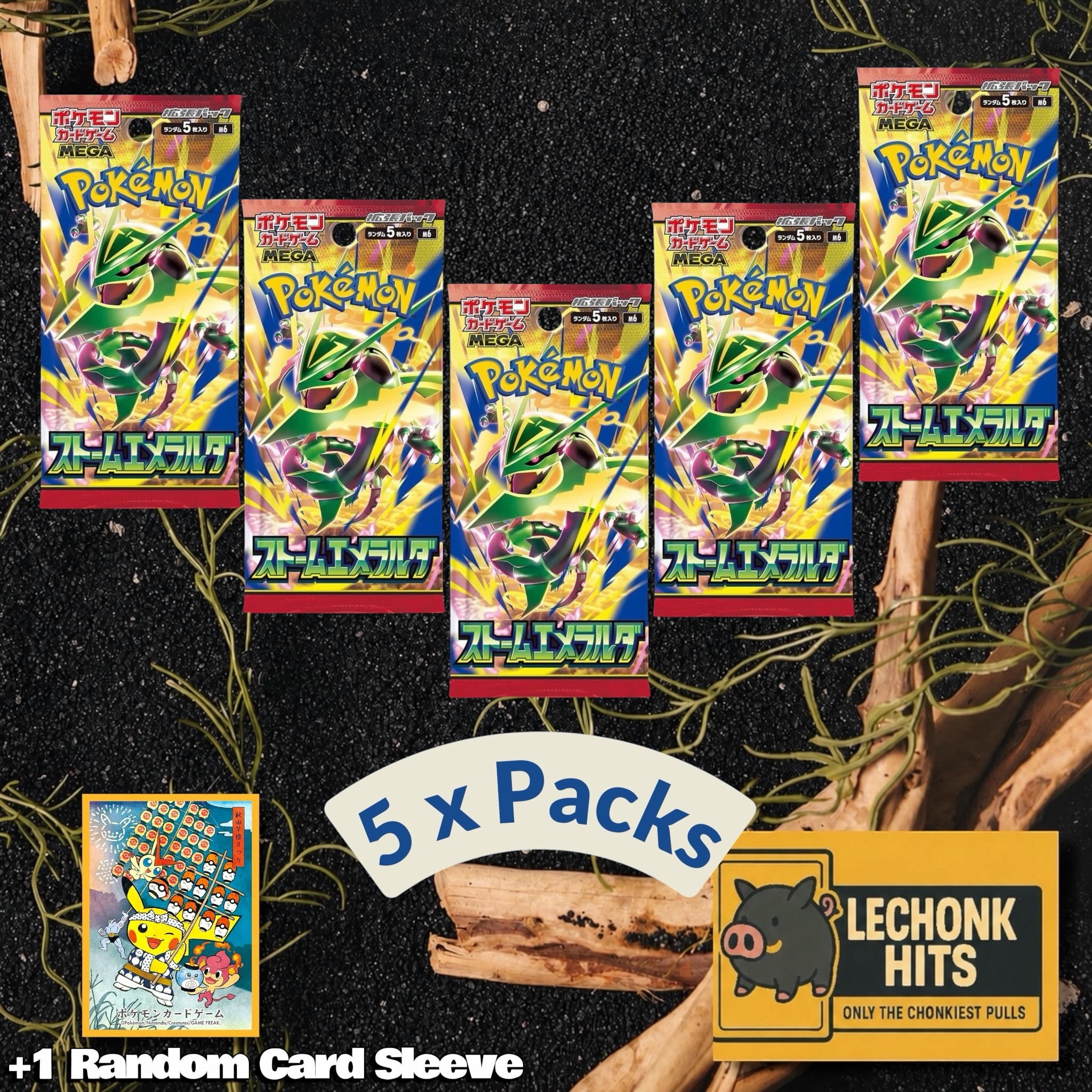 TEMU 5 Packs Storm Booster Japanese + 1 Random Card Sleeve