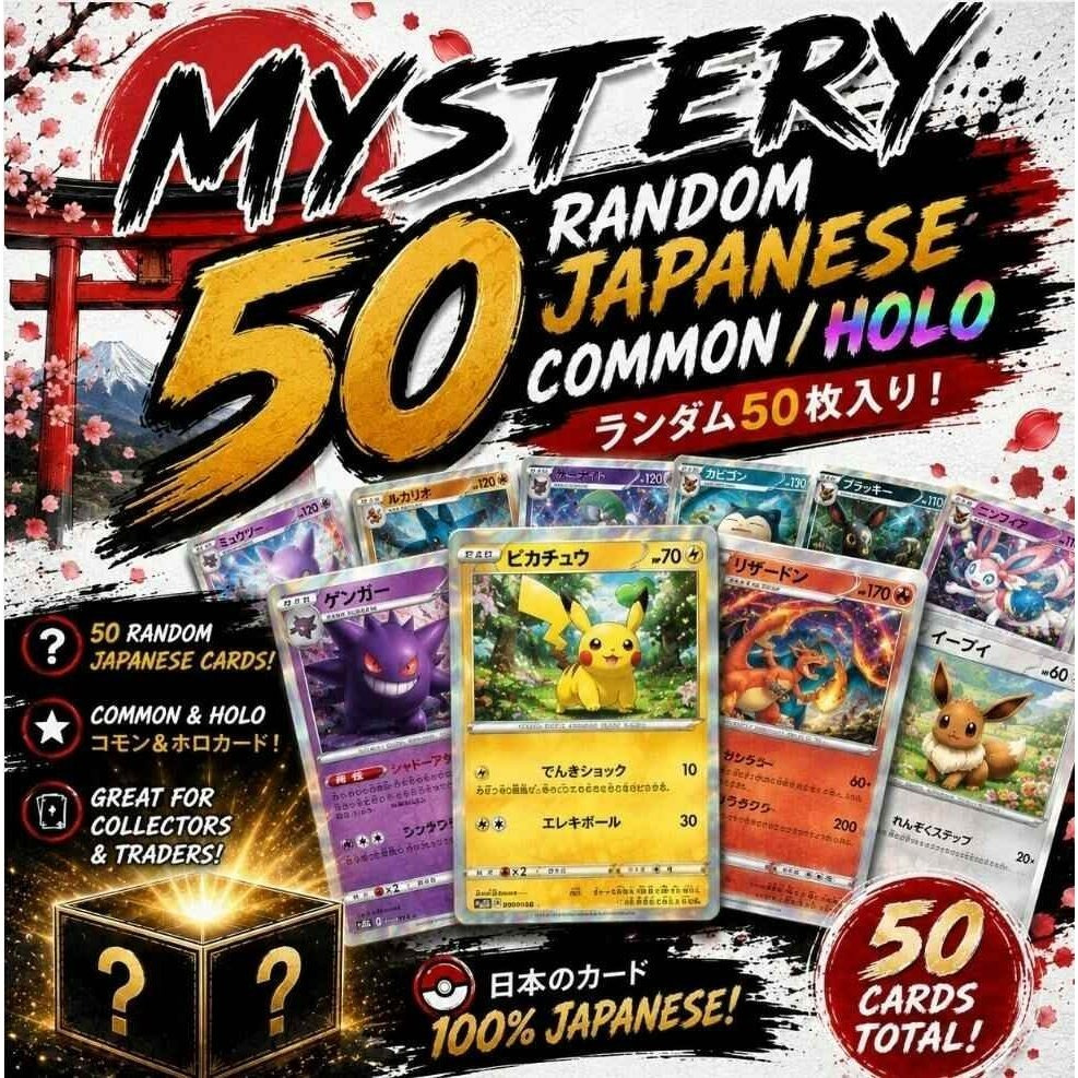 50-card Japanese Trading Card Mystery Bundle | Random Common & Cards | Assorted Japanese Collectible Cards For Collectors & Trading