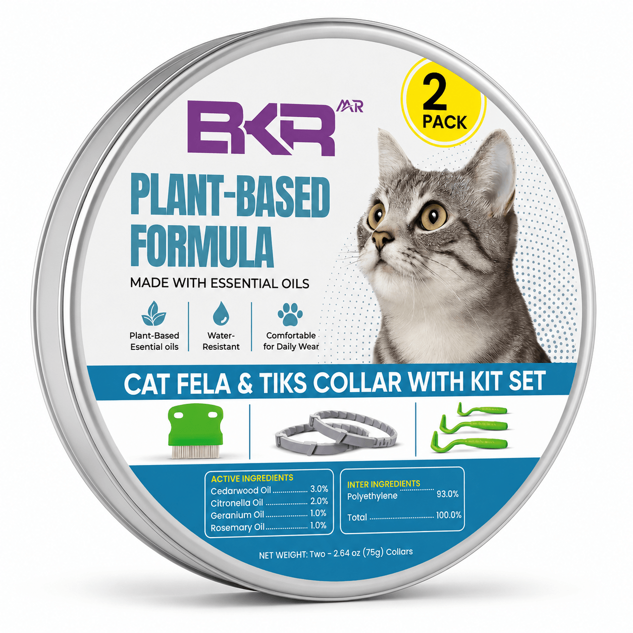 Cat Collar & Grooming Kit Set Comfortable Adjustable Collar For Cats & Kittens