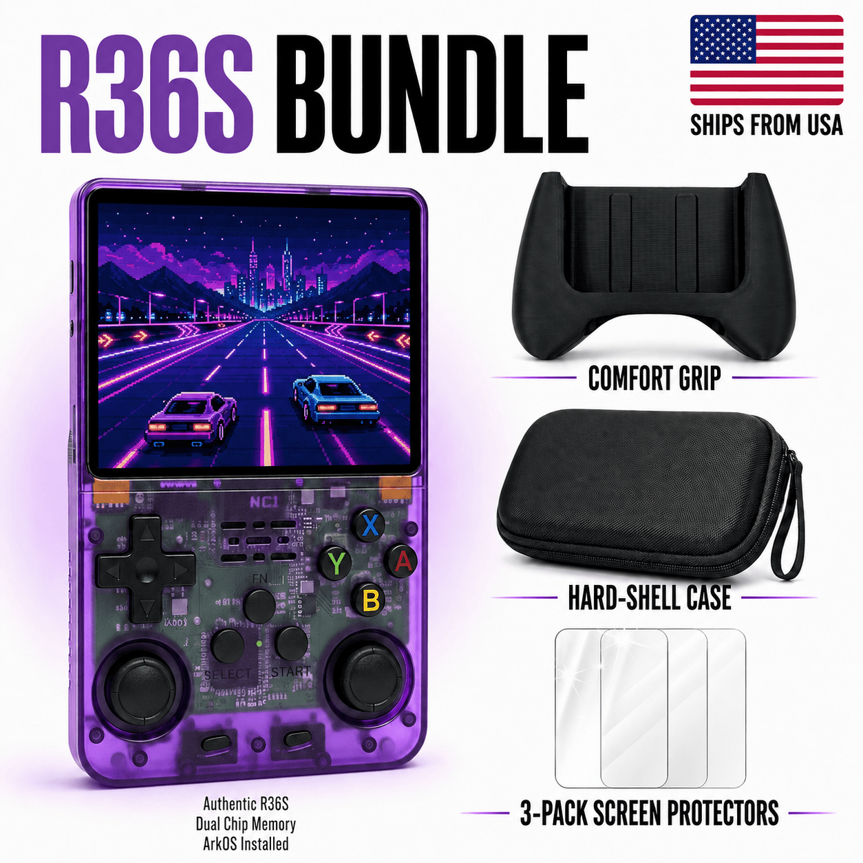 ゲームコンソール R36S 128G スケルトンブラック authentic r36s 128gb game console retro handheld 3 5 - Temu