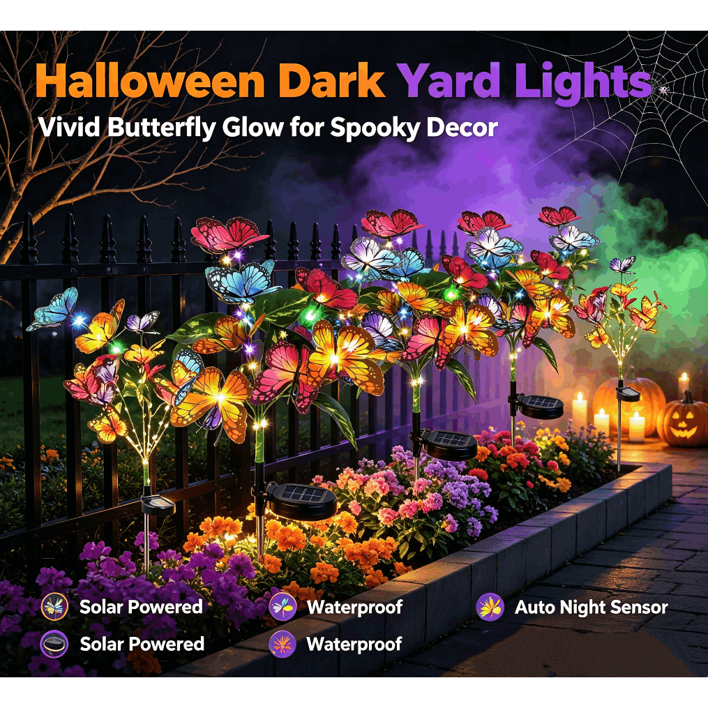 solar lights with butterflies sold on Temu United States