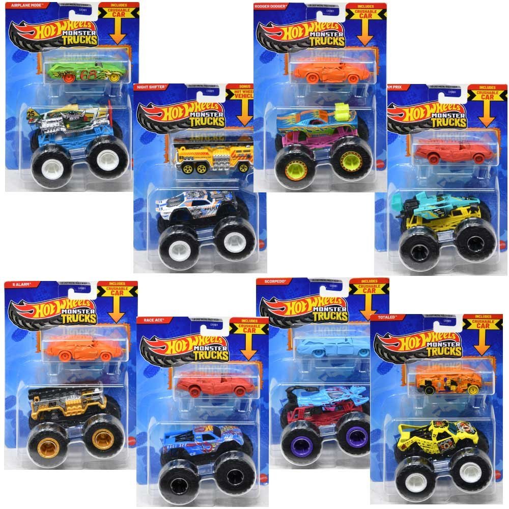 TEMU 2-pack, Die-cast Metal Truck + Crushable Car Combo, Scale, Styles , Includes 4 Vehicles