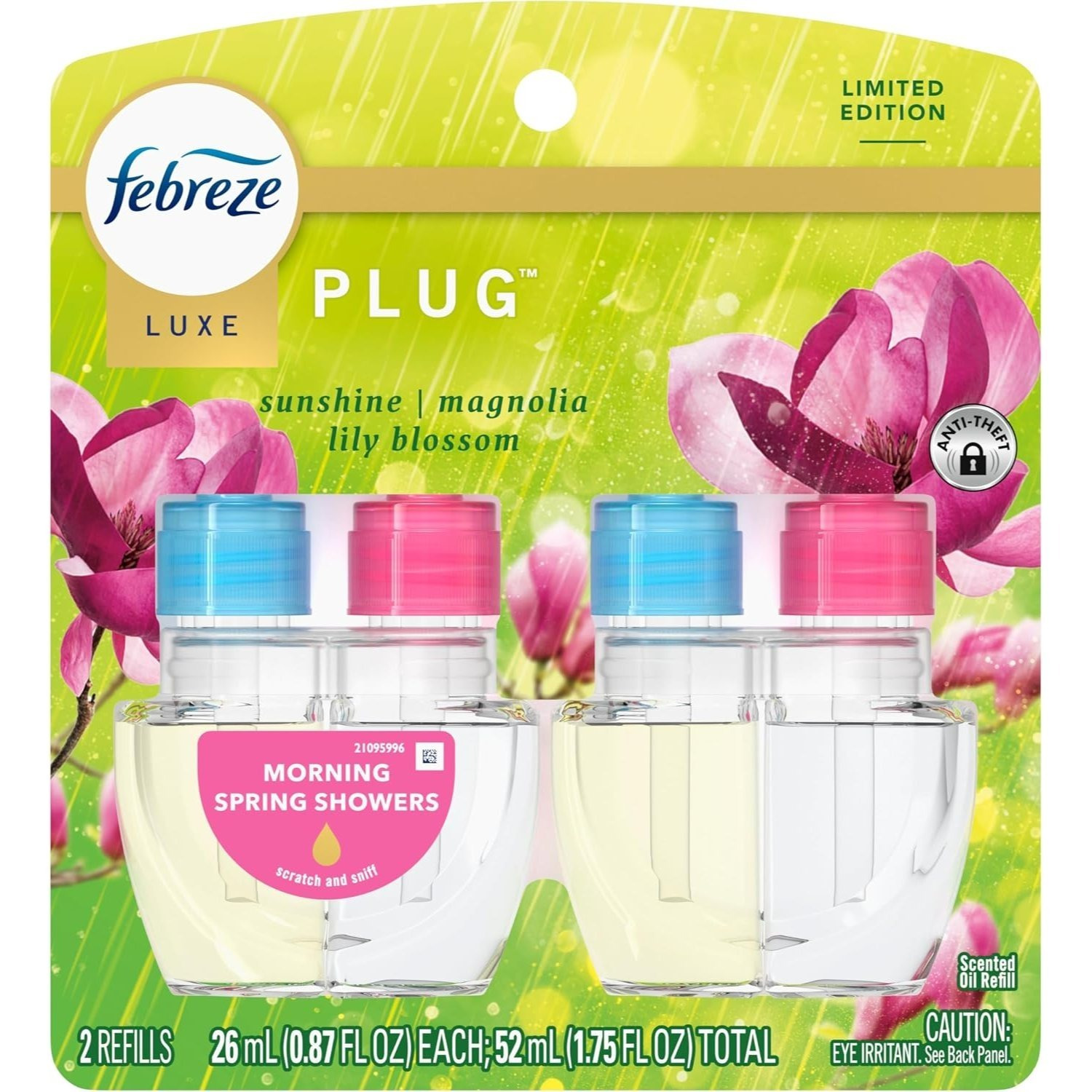 TEMU Luxe Plug Air Freshener Scented Oil Refill, Edition Showers, 2 Dual Refills, 0.87 Fl Oz Each