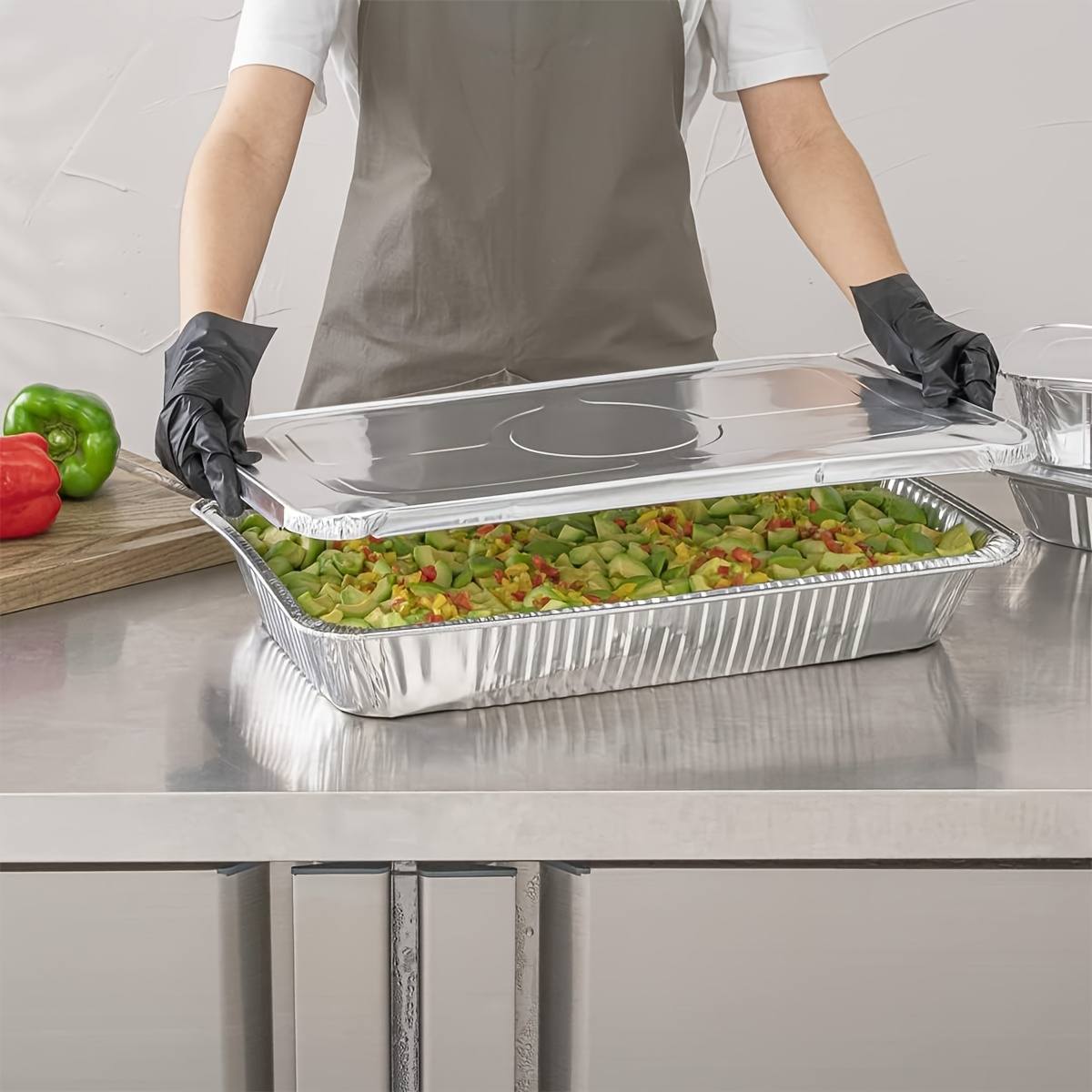 TEMU Full Size Large Aluminum Foil Pans (10 Pack) - Full Size Large 21 X 13 Tin Foil Pans With Lids High Heat Conductivity - Disposable Cookware For