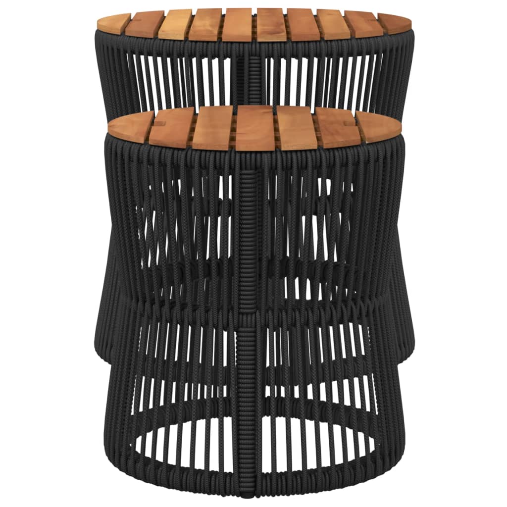 vidaXL Patio Side Tables 2 pcs with Wooden Top Beige Poly Rattan