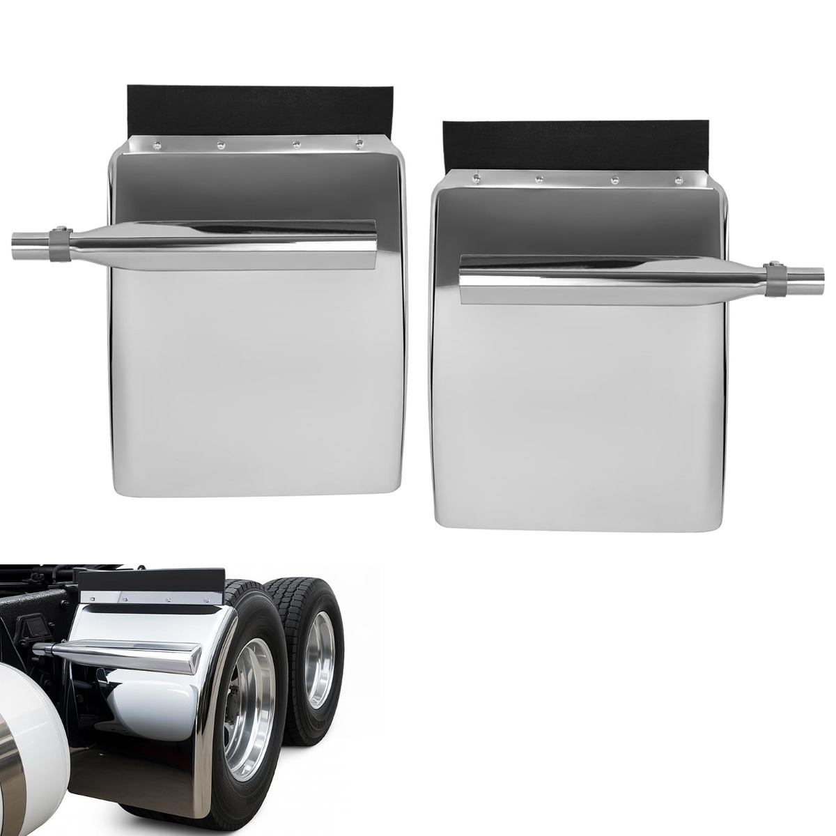 TEMU 30" X 24" Quarter Fenders For Semi Trucks, Compatible With Freightliner Mack, 304 Stainless Steel Mirror-finished Fenders Right & Left