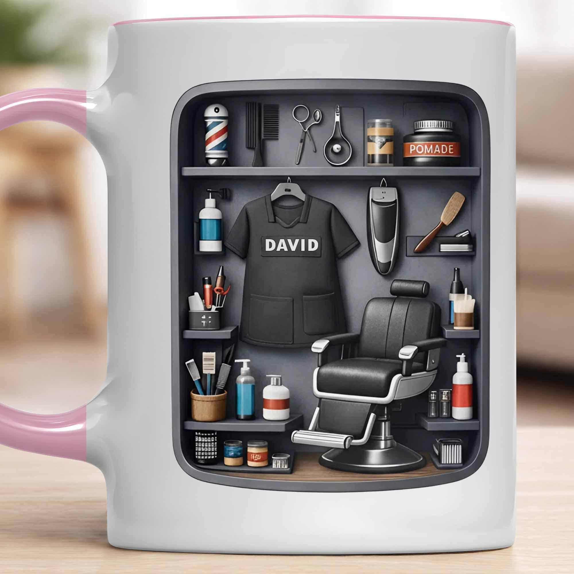 Personalized Barber 3d Effect Ceramic Mug, Hair Stylist Gift, Barber Shop Coffee Cup, Gift For Him, Hairdresser Appreciation, Birthday Gift