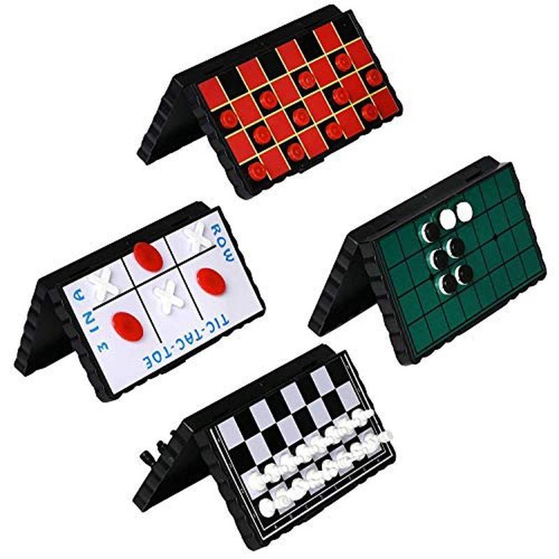 Game Set - Of 4 Classic Magnetic Games, Stocking Stuffers For Kids Includes Individual Boards & Pieces